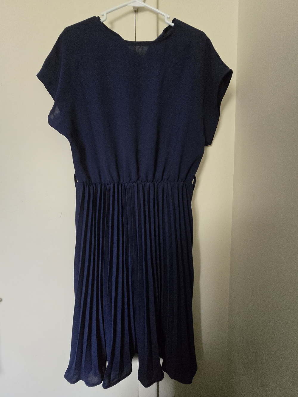 Navy Pleated Waist Women's Dress